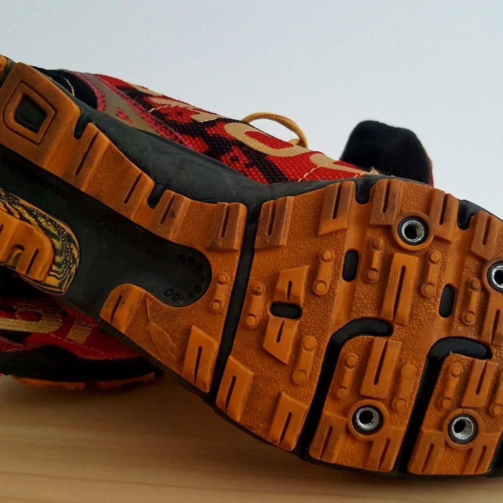 Brooks Red and Black Men's Running Sneakers with Gold Accents